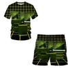3D-Druck übergroßes modisches T-Shirt-Shorts-Set Harajuku Freizeit reifer Kurzarmanzug Mobile Technologie Zweiteiliges Set