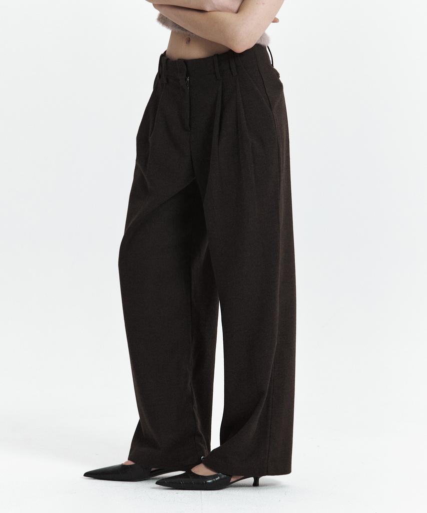 Kyuliti C Double Loop Wide Wool Slacks_Brown