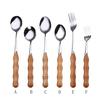 Creative  Wooden Handle  Stainless Steel  Upscale Cutlery Fork Spoon 