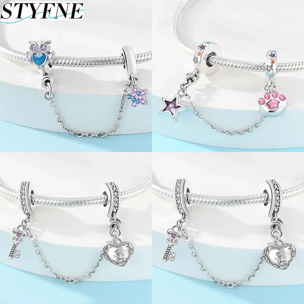 Newcopperclassical Cross Flower Type Musical Note Butterfly Safety Chain For Women Bead Diy Bracelet Jewelry Gift
