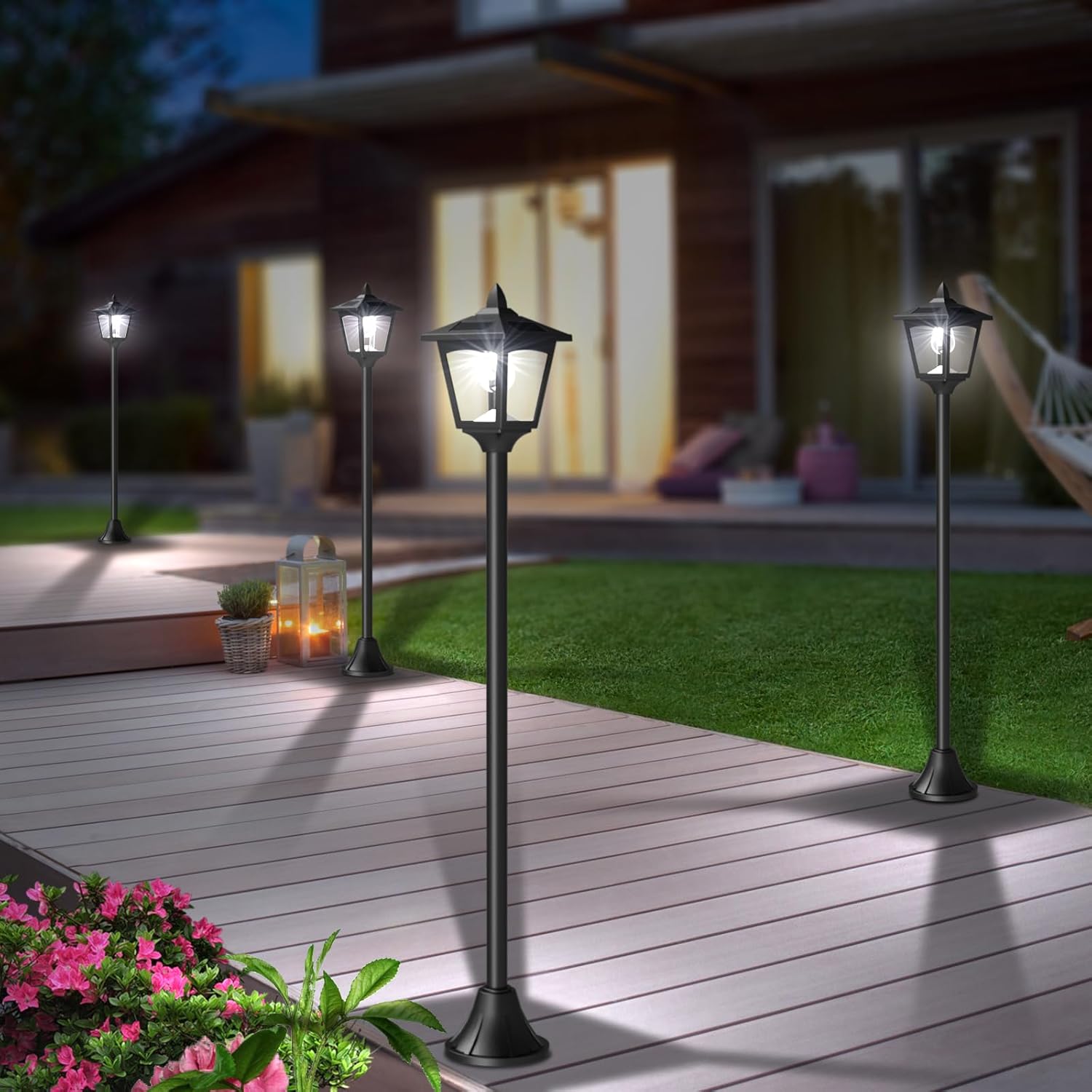 

2 Pack 40 Solar Lamp Post Light, 30LM 6000K Cool White, IP45 Waterproof Outdoor Garden Patio Lights United States