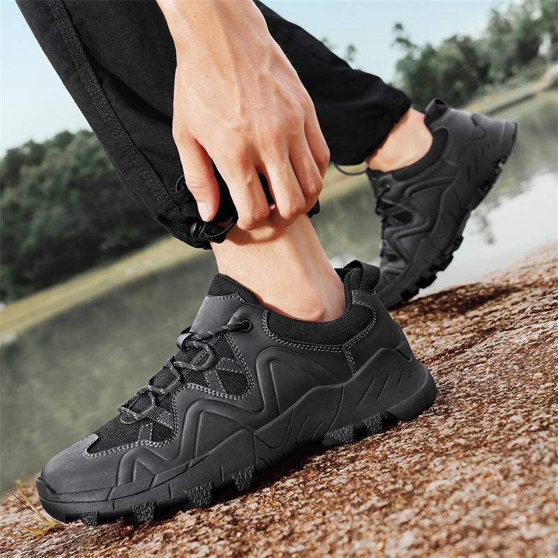 Fashion Brand Outdoor Men Hiking Shoes High-quality Anti Slip Sports Leather Casual Shoes Fashion Thick Soled Comfort Soft Walking Boots