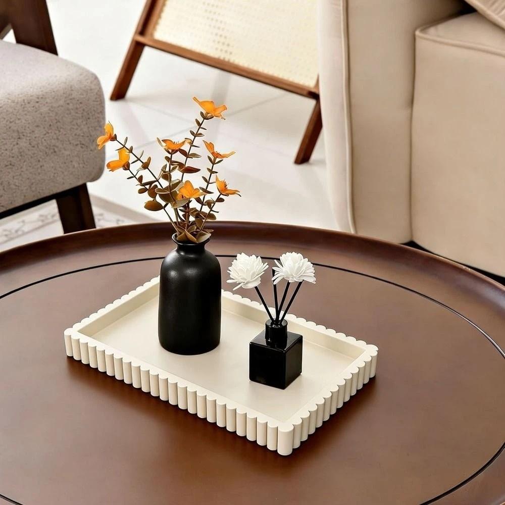 Serving Tray Silicone Candle Holder Tray Wavy Square Decorative Tray Washable Multi-purpose Storage Tray Coffee Table