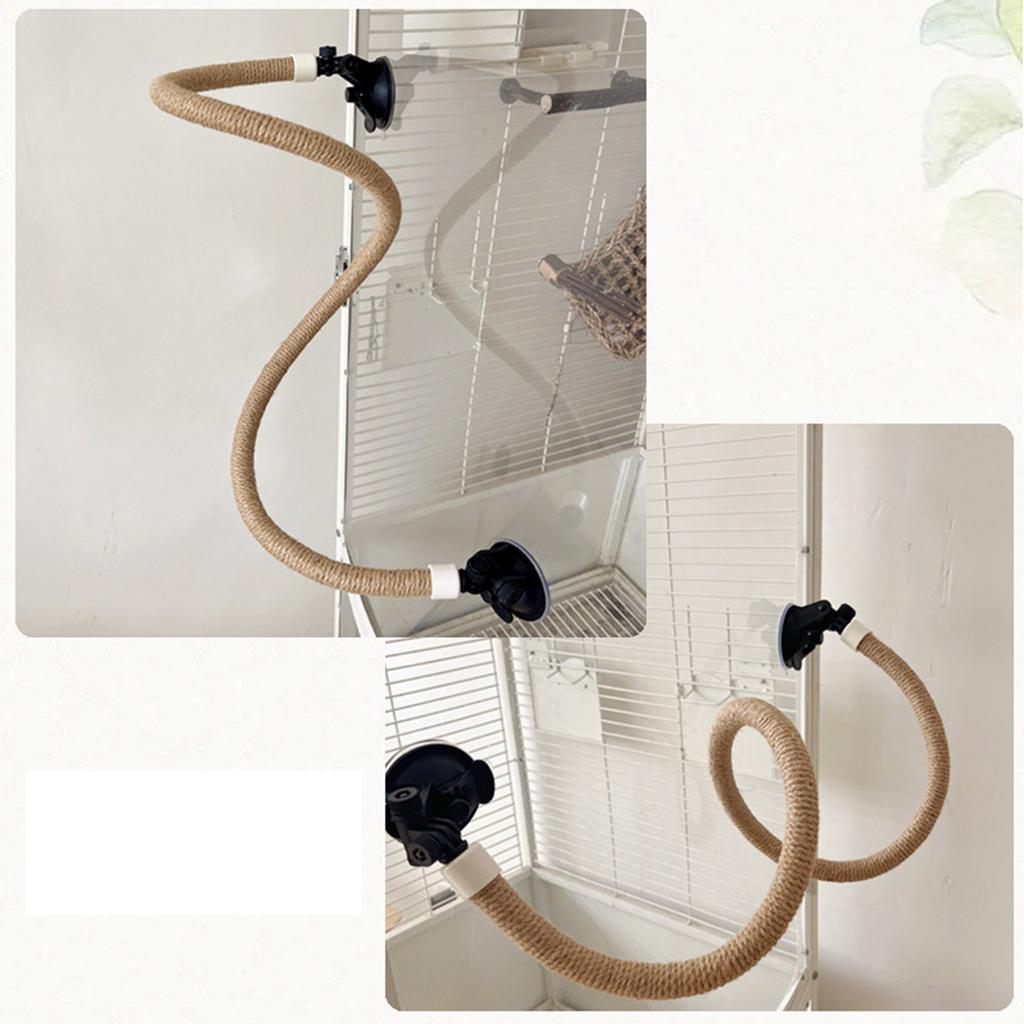 Bird Standing Perch Suction Cup Parrot Bendable Rope Perch Toy for Climbing Grinding Birdcage Accessories Engagement Toy