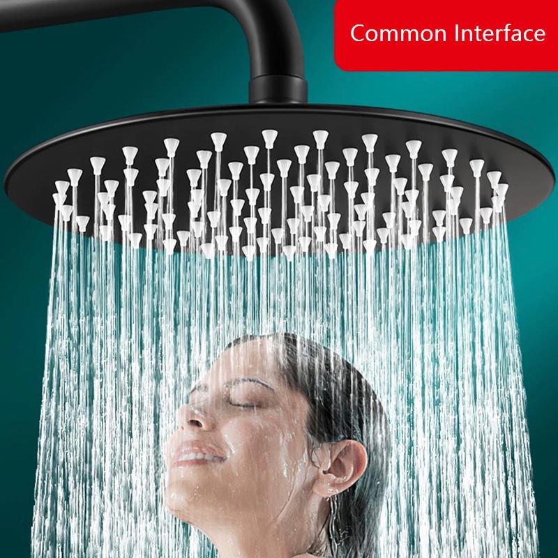 Pressurized Rain Shower Head Stainless Steel Square Round Large Water Outlet 4/6/8/10/12 Inch Options Available for Enhanced Bat