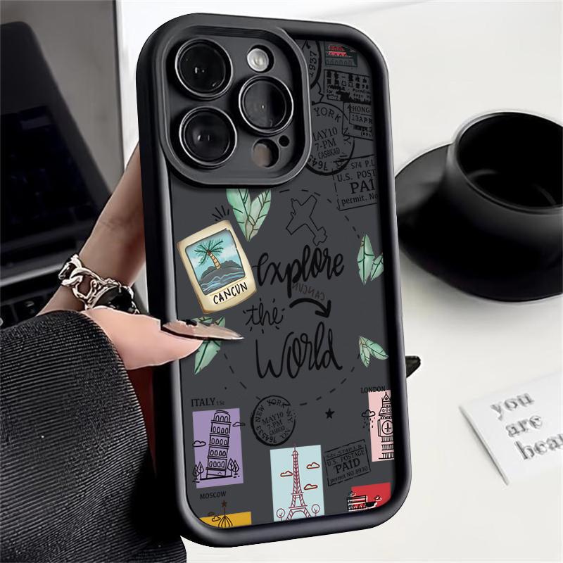 Signboard Print Matte Case For iPhone 16 Pro Max 15 Plus 14 Pro 13 12 11 XS XR 8 7 Shockproof TPU Soft Phone Cover Shell