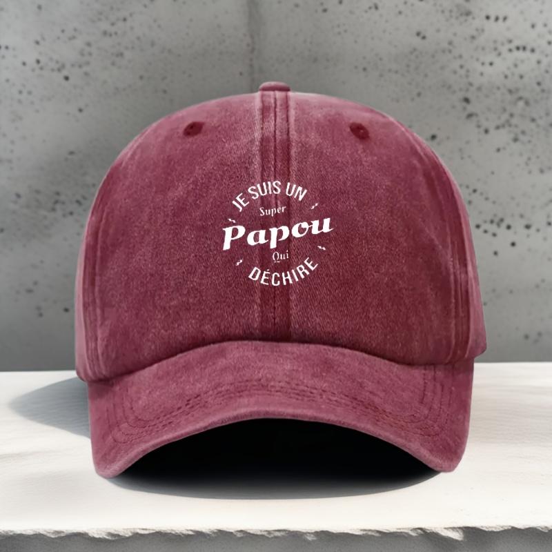 Vintage MenS Baseball Cap with PAPOU Letter Print Adjustable Size Outdoor Riding Fishing Daily Versatile Hat