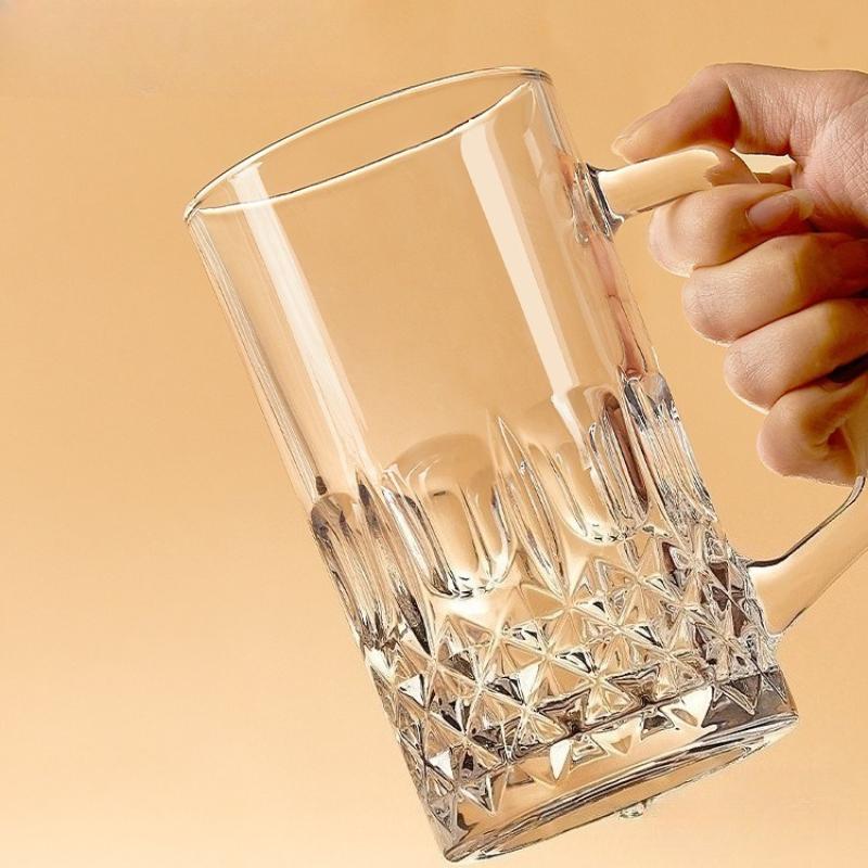 1pcs 600ml/1000ml New Light Luxury Beer Glass High End Draft Beer Cup Household Large Capacity Exquisite Glass Cup Wine Glasses