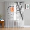 Ink Splash Basketball Sport Sheer Curtains Window Tulle Curtains For Living Room Bedroom For Kitchen Veiling Curtains Decoration