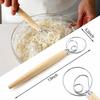 DIFENLUN Danish Dough Whisk Bread Mixer, 2-Pack, Stainless Steel Dutch Whisk Hand Mixer with Wooden Handle, Kitchen Baking Tool for Cakes, Desserts, S