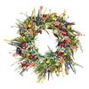 15.74 Colorful Wildflower Spring and Summer Wreath with Green Leaves, Artificial Wreath (Green, Size M)