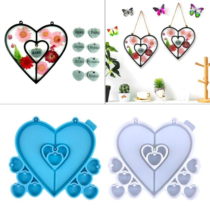 Wall Hanging Resin Moulds Heart-shaped Silicone Moulds Window Epoxy Resin Mould for DIY Craft Christmas Home Decoration