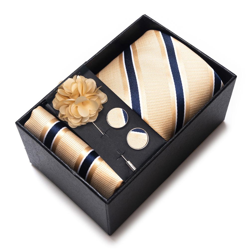Tie Men'S Suit Accessories Cufflinks Square Scarf Corsage Tie Premium Suit Gift Box Packaging
