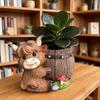 Highland Cow Planter Pot Cute Animal Resin Flower Pot with Drainage Hole Small Scottish Cow Planter for Boho Home Desk Patio Decor