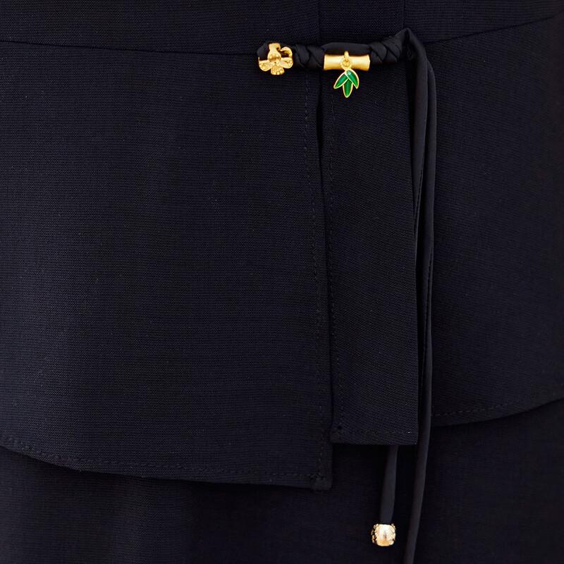 Pasite New Chinese Style Fake Two-Piece Chiffon Dress