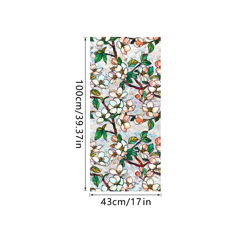 

Антистатическая пленка для окон Защита конфиденциальности Витражная пленка ПВХ Витражные разноцветные растения Цветы Напечатанные наклейки для домашнего декора 43x100cm