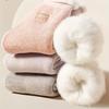 Damsockor i korallfleece, enfärgade, extra tjockt varmt stickat tyg, vinter casual snösockor, damlångsockor, plyschsockor