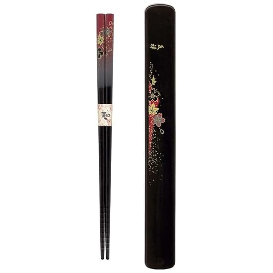 Tanaka Hashi Store Chopsticks & Chopstick Case Pair, Hana Yuzen, Vermilion B005SZ76OU