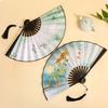 Chinese Double Sided Painting Folding Fan Vintage Handhelds Fan with Tassels Plastic Foldable Hand Fan for Parties