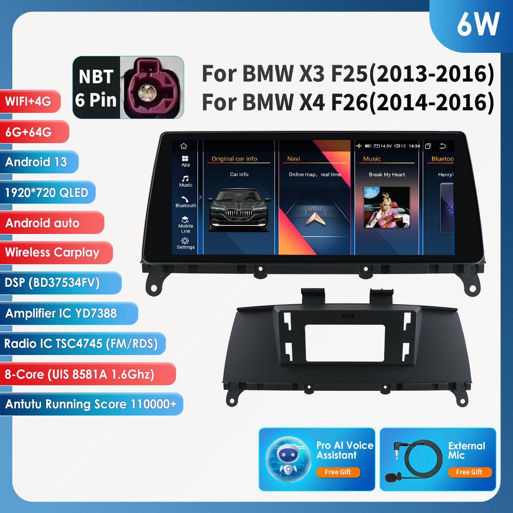OSSURET Odtwarzacz radia samochodowego Android dla BMW X3 F25 F26 X4 CIC NBT Android Auto Radio Carplay Multimedia Wideo GPS WIFI Autoradio Inteligentny ekran DSP