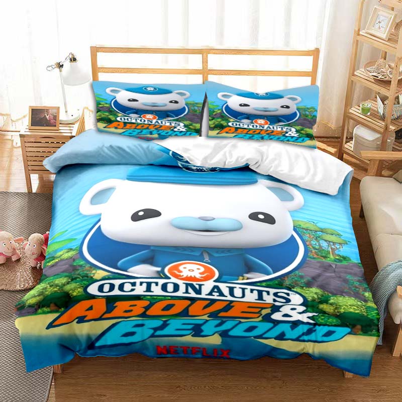The Octonauts Cartoon Printed Bedding Set Children's Soft Duvet Cover Pillowcase Single Double Bed Queen Size Bedspread Kid Gift