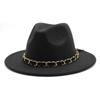 British Jazz Hat Men'S And Women'S Wool Hat Simple Felt Big Eave Hat Tide Flat Edge Hat