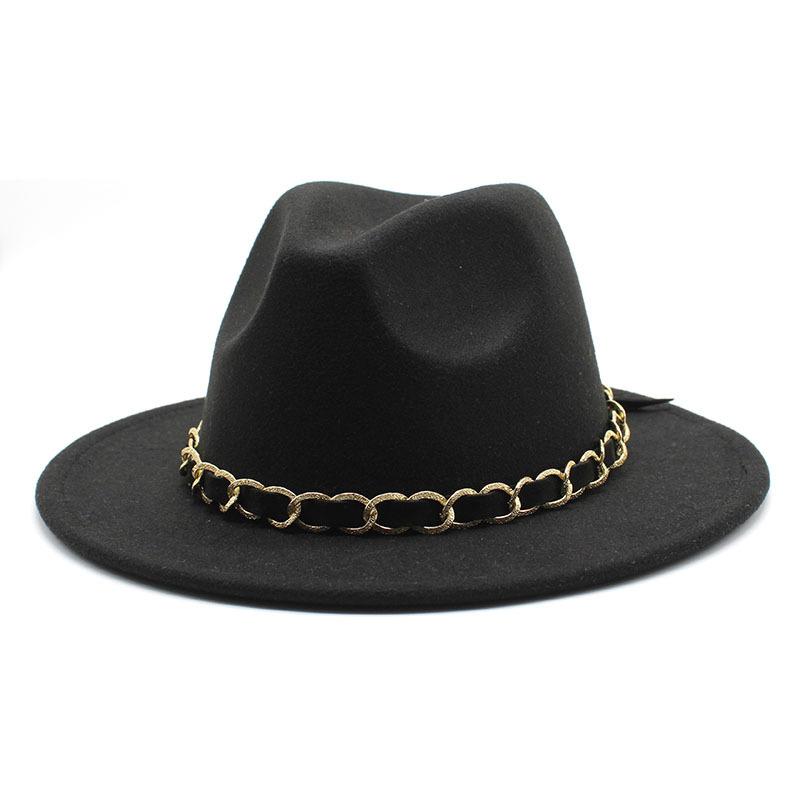 British Jazz Hat Men'S And Women'S Wool Hat Simple Felt Big Eave Hat Tide Flat Edge Hat