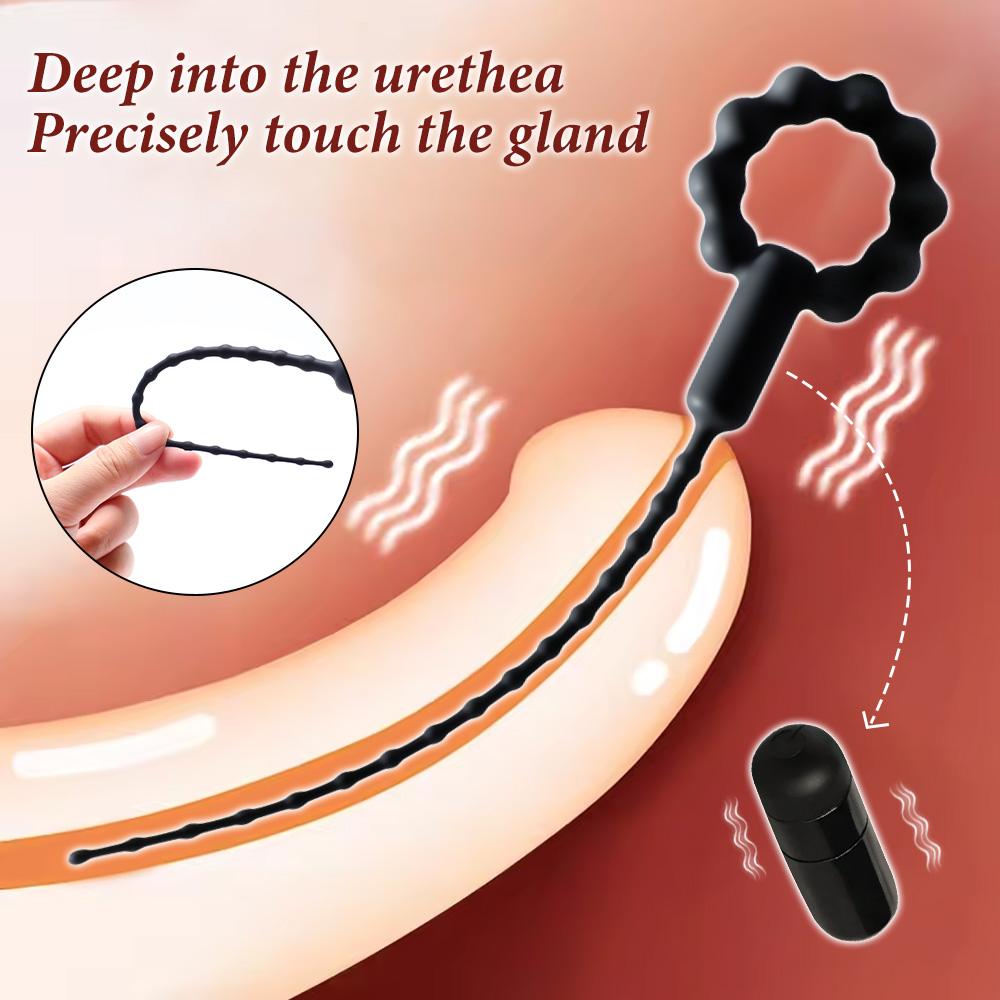 Vibrating Urethral Sound Sex Toy for Male Mens Penis Vibrator Urethra Plug 6.88" Insertable Length Cock Dilator Penis Stimulator