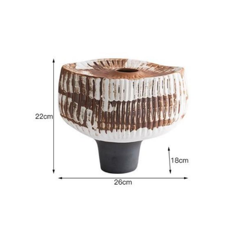 Ceramic Vase Mushroom Shape Handcrafted Rough Pottery Flower Vase Flowerpot Flower Arrangement Accessories Home Decoration