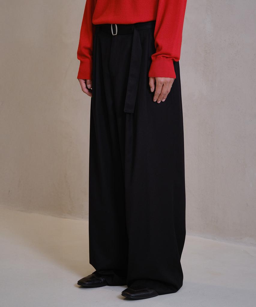 Daibeuin Loosed Belted Wide Slacks (Black)
