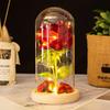 Glass Cover Eternal Rose Ornament, Dried Flower Simulation Bouquet Creative Mother's Day Valentine's Day Gift