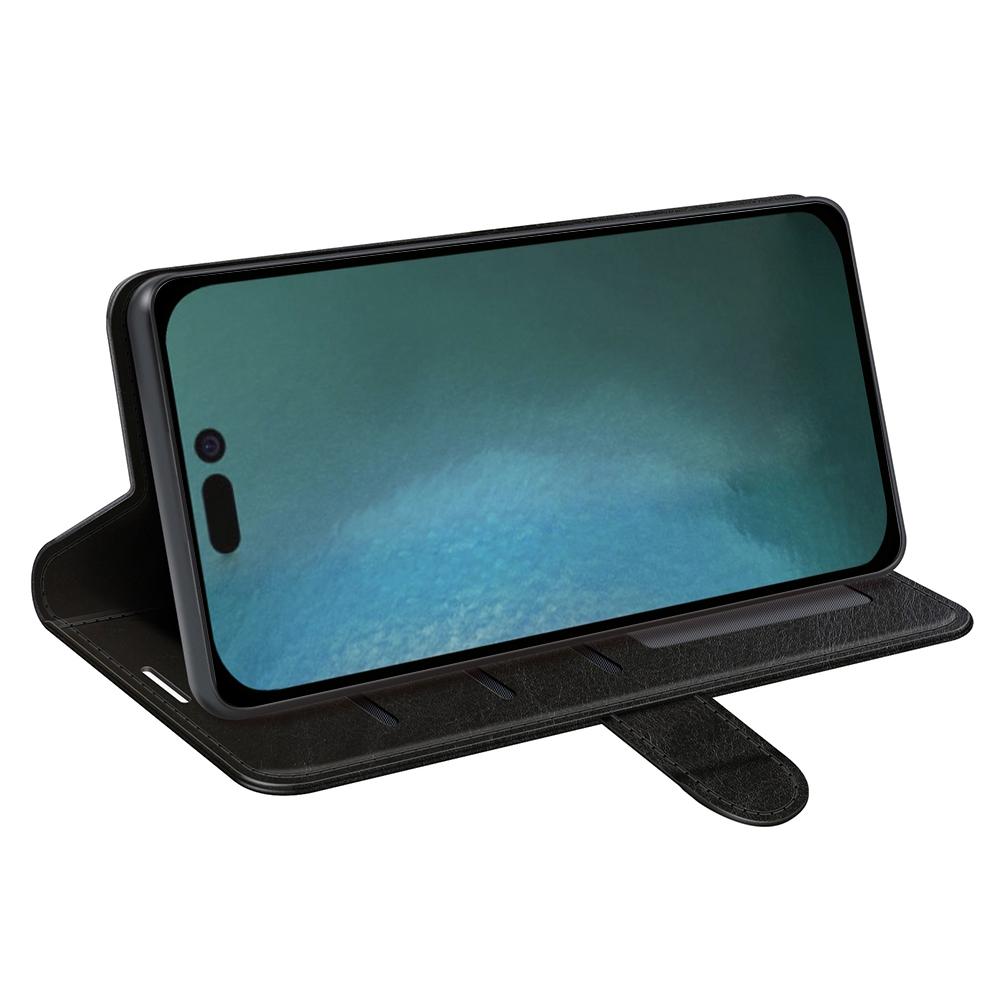 

For iPhone 14 Pro 6.1 inch PU Leather Stand Flip Cover Crazy Horse Texture Wallet Magnetic TPU Protect Inner Shell Black