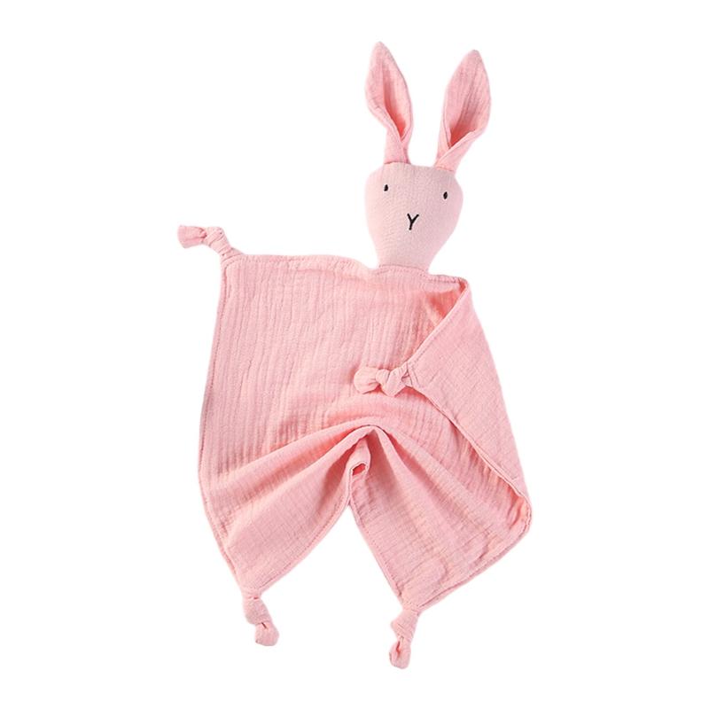 

Baby Soothe Blanket Soft Gauze Bibs Teether Burp Cloth Gift Cute Rabbit for Doll Appease Towel Comfort Sleeping Cuddling светло-розовый