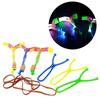6PCS Outdoor Shining Rocket Flash LED Light Night Kids Luminous Slings Toys Shine Slings Elastic Helicopter Rotating Toy