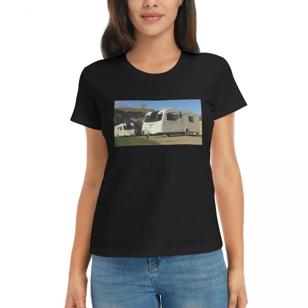 Women TShirt Bailey Caravan Summer Short Sleeve Tees Round Neck Cotton T Shirts Clothes Tops Streetwear