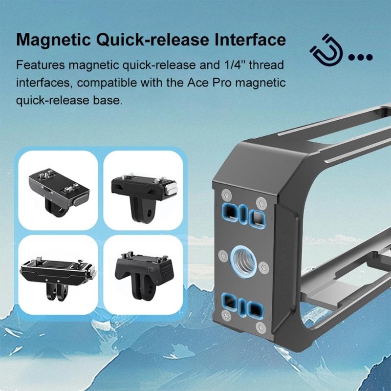 Expansion Bracket For X4 Air Cameras Cage Frame with Double Cold Shoe Mounts Magnetic Quick Release Base 1/4 Screw Hole