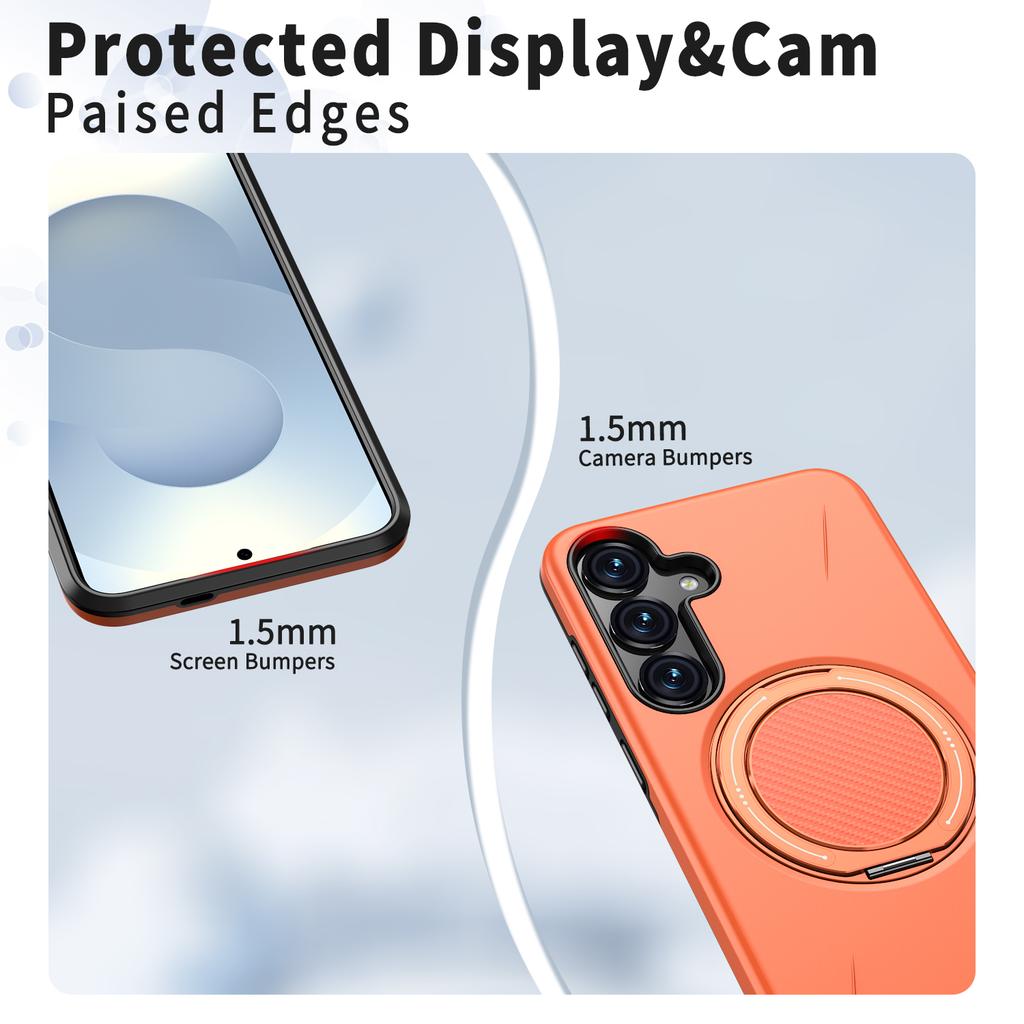 For Samsung Galaxy S24/Galaxy S25 Magnetic Case Rotating Kickstand TPU+PC Phone Cover