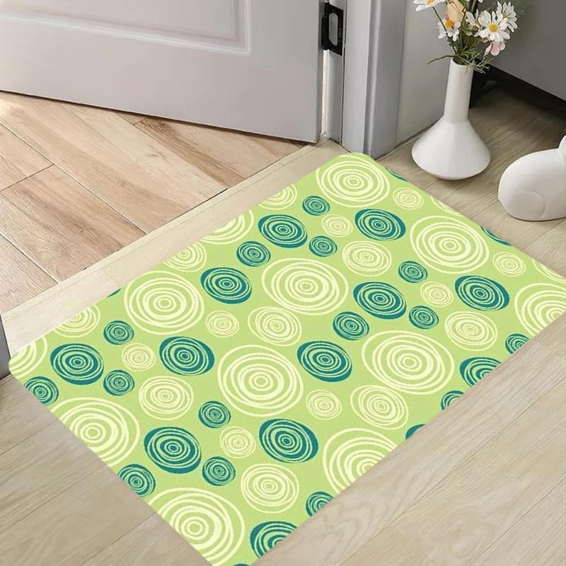 Minimalist Green Geometric Print Door Mat Anti Slip Entrance Doormat Simple Abstract Pattern Rug Indoor Home Decor