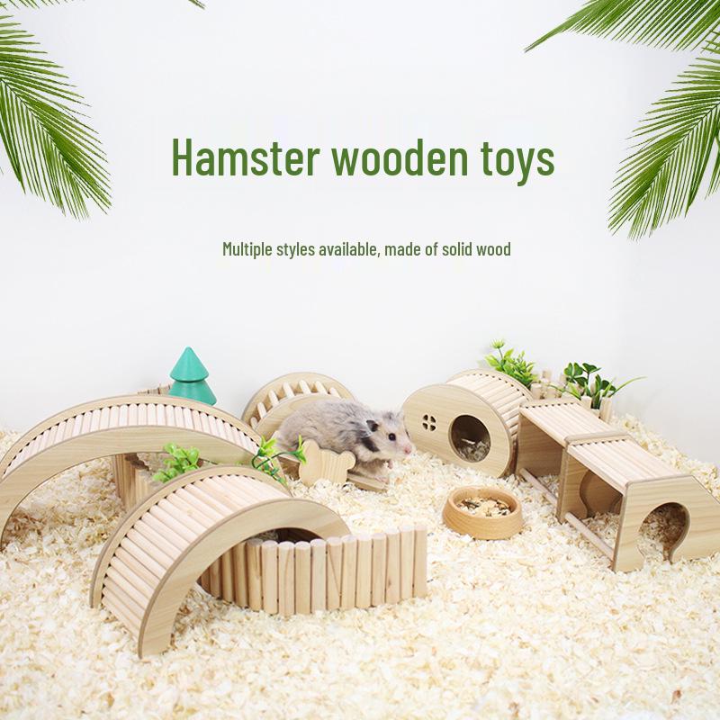 Golden Hamster Climbing Ladder & Bridge: Boredom-Busting Landscaping Toy & Decor