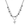 Autumn and winter double-layer blue gravel star light cross necklace female cold wind niche high-end stacked design sweater chain