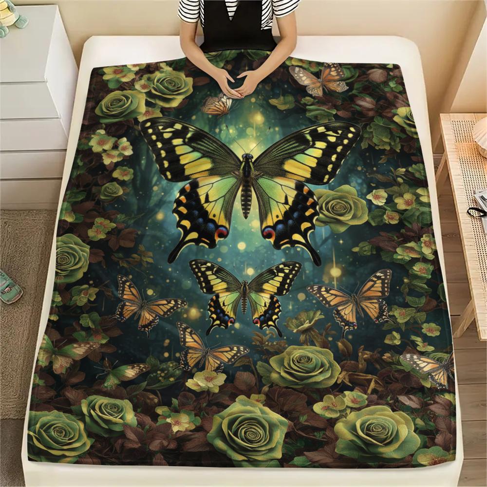 1 Stück 3D-Schmetterlingsdruck Flanelldecke, Hohe Qualität für alle Jahreszeiten, Heimdekoration, Wärme und Komfort, Perfekt für Weihnachtsgeschenke