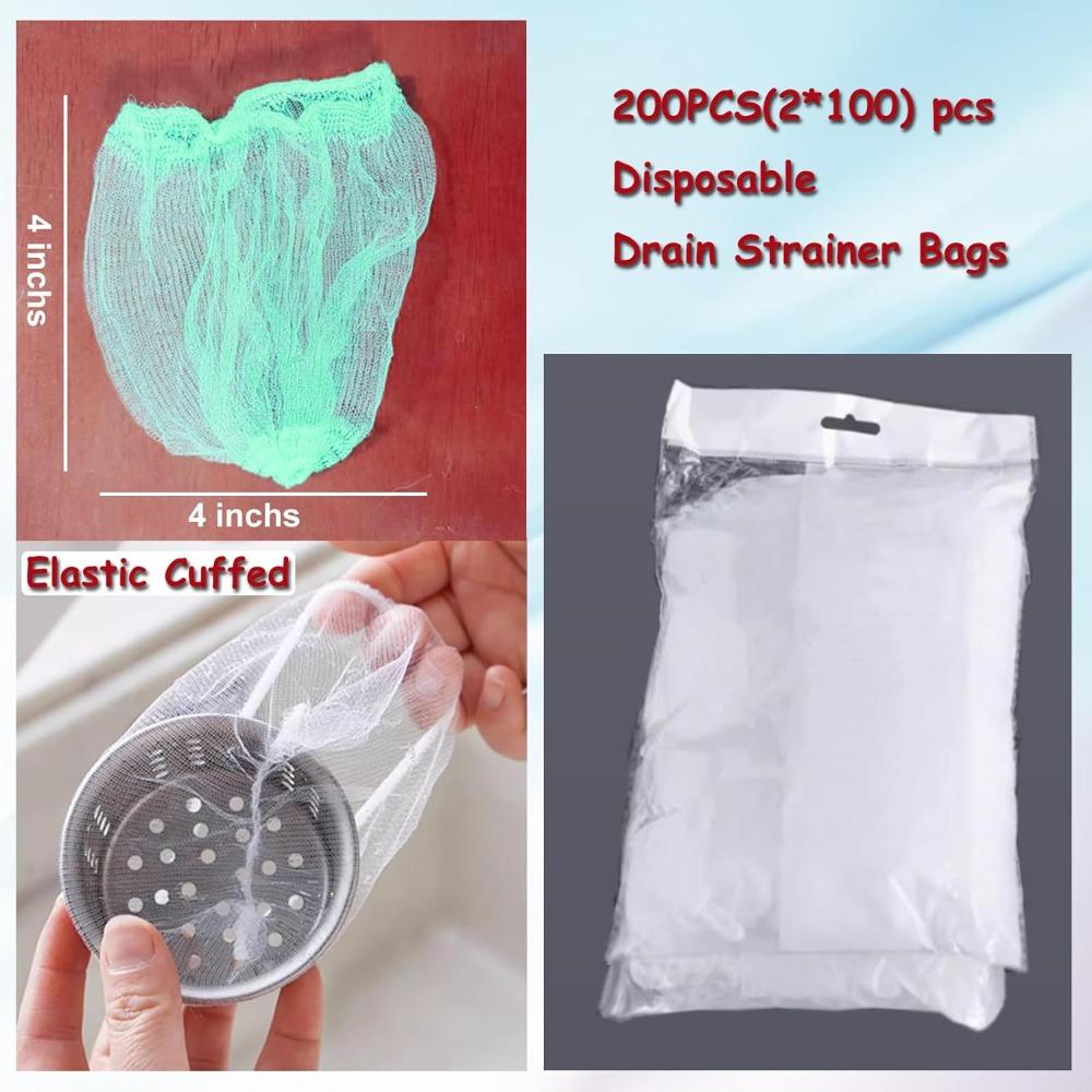 200 Sink Strainer Mesh Bags for Sink Drain Strainer,Anti-Clogging Disposable Drain Dovers Net Filter Sink Trash Catcher Bags