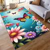 Colorful Butterfly and Floral Pattern Non-slip Rug Suitable for Living Room and Bedroom Sofas