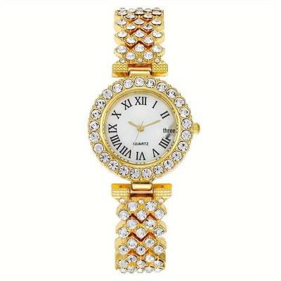 Women's Cross-Border Alloy Bracelet Watch with Diamond Accents - Trendy, High-End Quartz Design