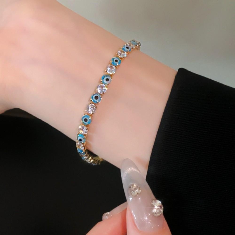 Round Devil's Eye Rhinestone Devil's Eye Bangle Banquet Clothes Jewelry Clothes Accessories
