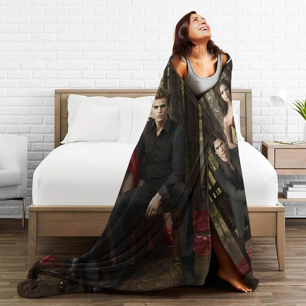 The Vampire Diaries Damon Salvatore Coperta Flanella Divertente Calda Coperte Plaid per Copriletto Primavera/Autunno