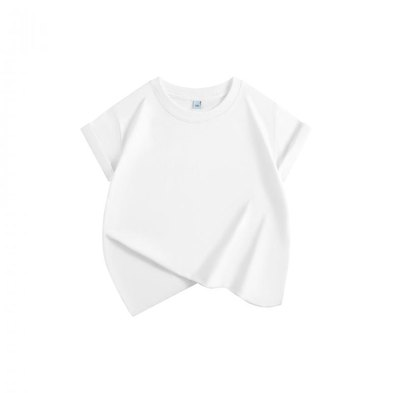 Sommer 230g neues kurzärmeliges Oberteil einfarbig Rundhals mit coolem Kinder-T-Shirt vielseitig kann als Logo verwendet werden