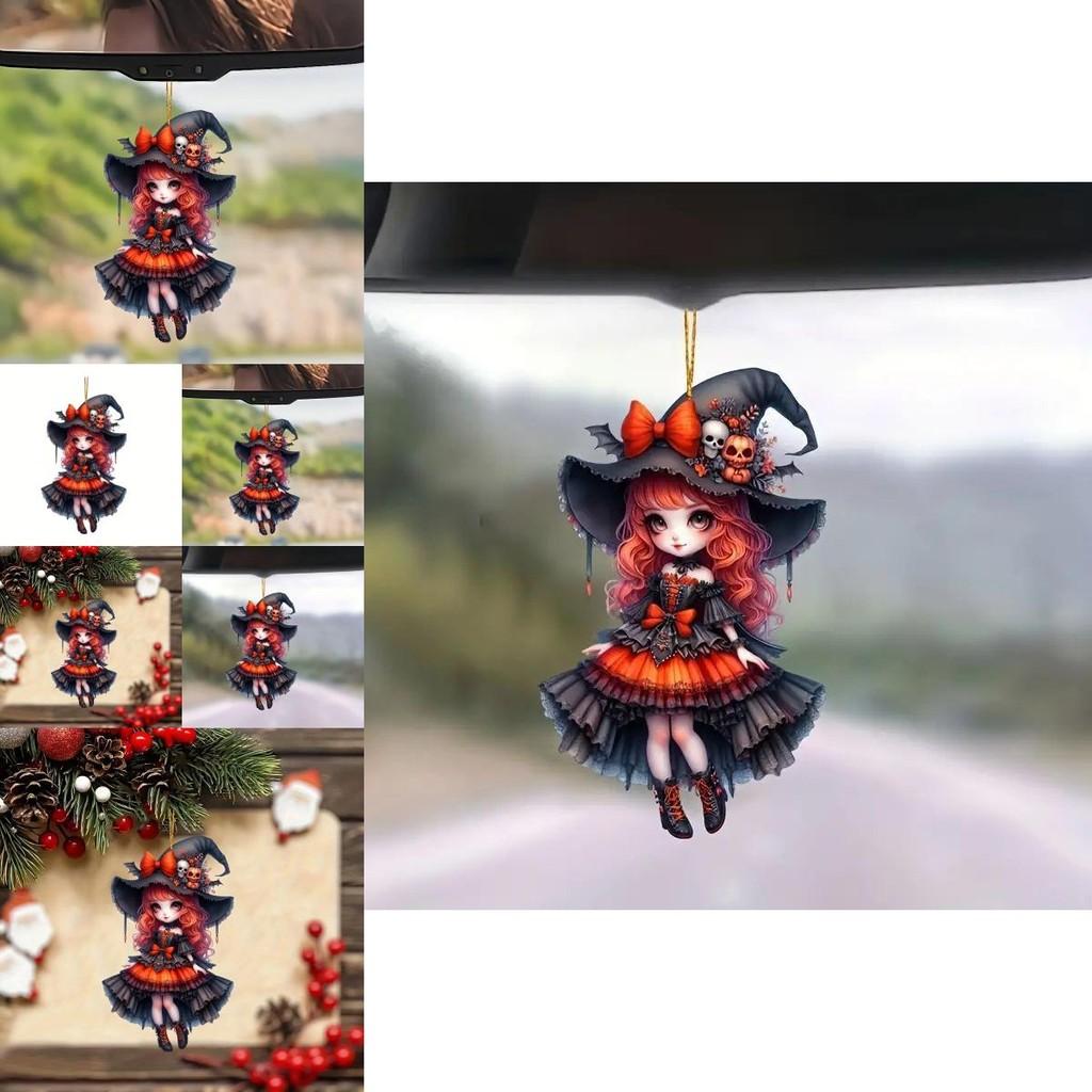 Car Decor Acrylic Girl Pendant Halloween Style Car Interior Ornament For Vehicle Decoration