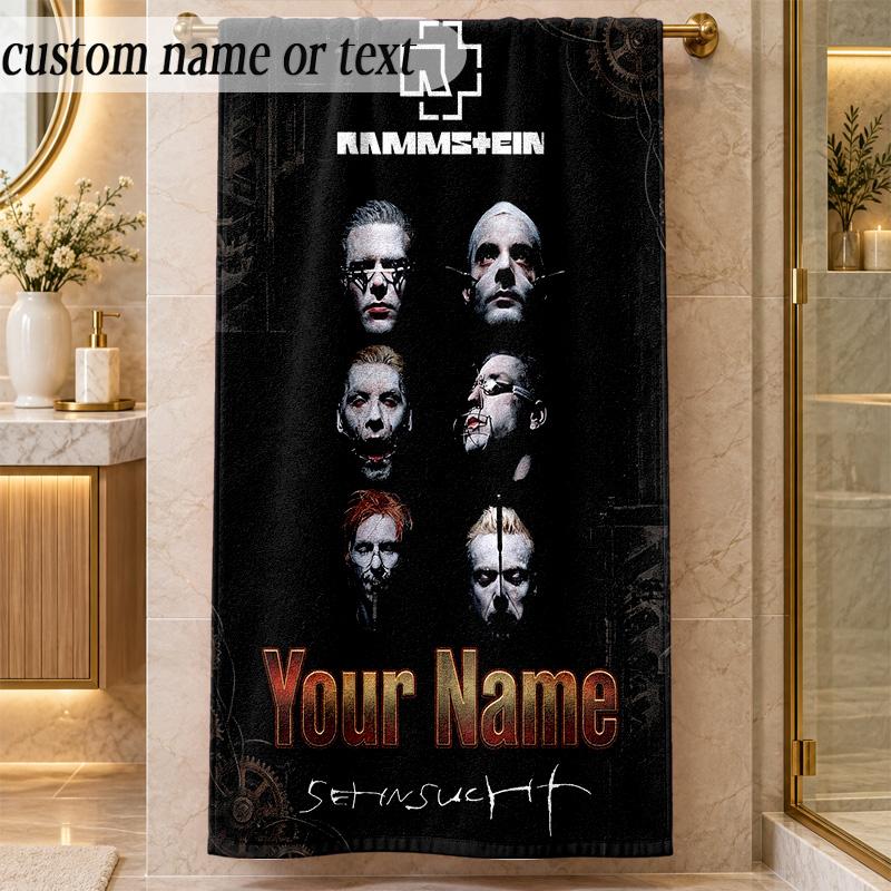Beach TowelRammstein Custom Name Text Personalized Soft Towel for Beach Pool Indoor Home Decor Gift