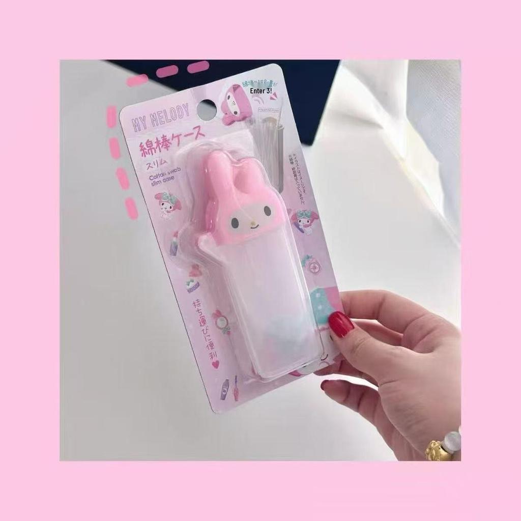 Hello Kitty My Melody Cartoon Cotton Swab Storage Box - Resin Creative Cosmetic Travel Holder